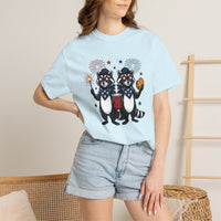 Load image into Gallery viewer, Raccoon Party Shirt Funny Patriotic Gift Women Cartoon Tee Trash Panda T-Shirt Humor Fan Comic Tshirt Star Spangled Graphic Retro Fireworks