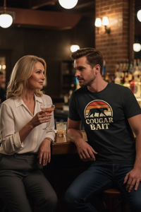 Load image into Gallery viewer, Cougar Bait Retro Sunset Tee — Sarcastic Graphic T-Shirt